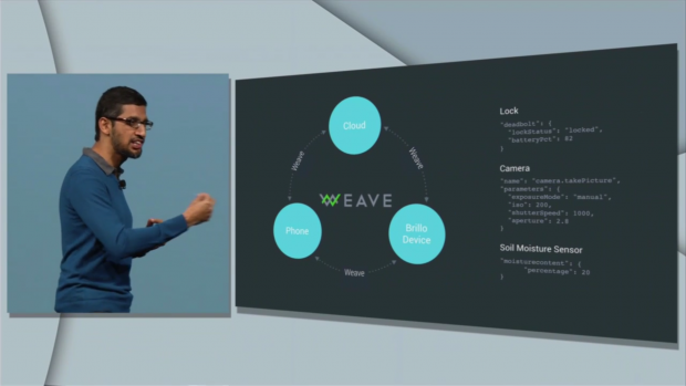 Sundar Pichai stellt Brillo und Weave vor. (Screenshot: Golem.de)